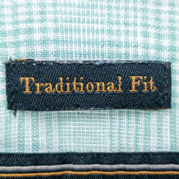 Jos A Bank 100% Linen Shirt Men's XL Green Geometric Long Sleeve Button Reserve - Picture 8 of 12